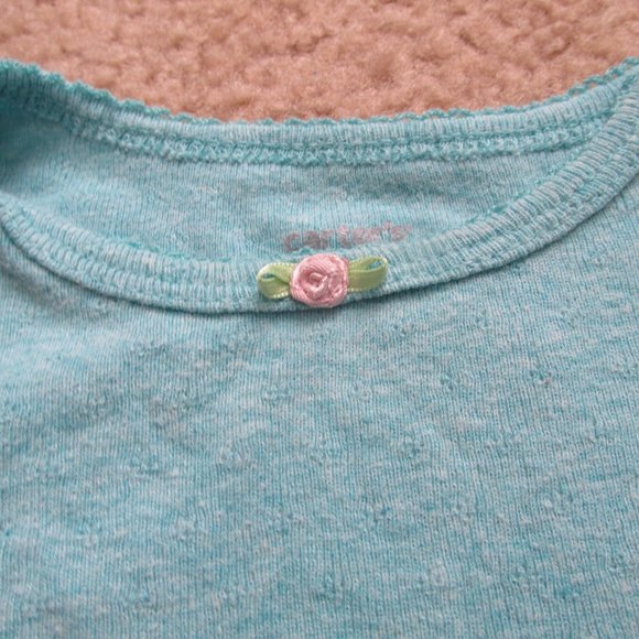 Carters One Piece Onesie Girls Size 9M‎ Blue Long Sleeve Crew Neck Infant Snap - Picture 3 of 5